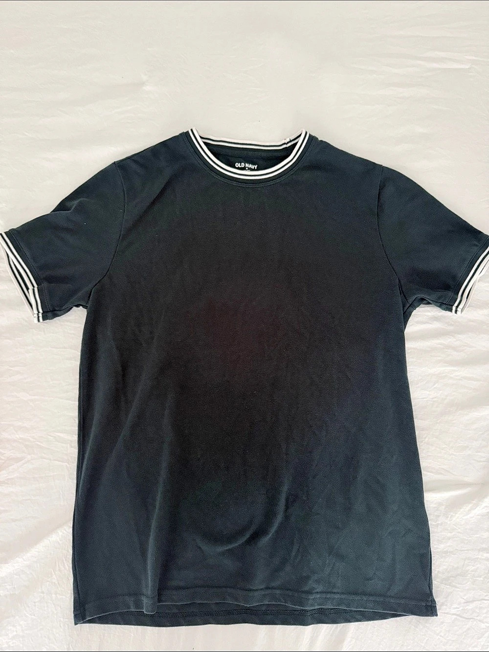 Old Navy Go-Dry Striped Trim Tee in Black Size Medium